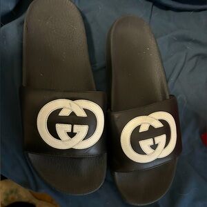 Black Gucci slides worn 1-2 times
